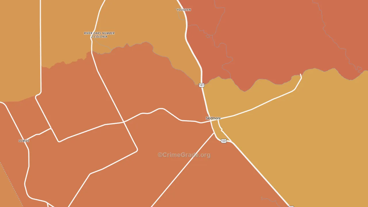 Skidmore, TX Map of Assault Rates