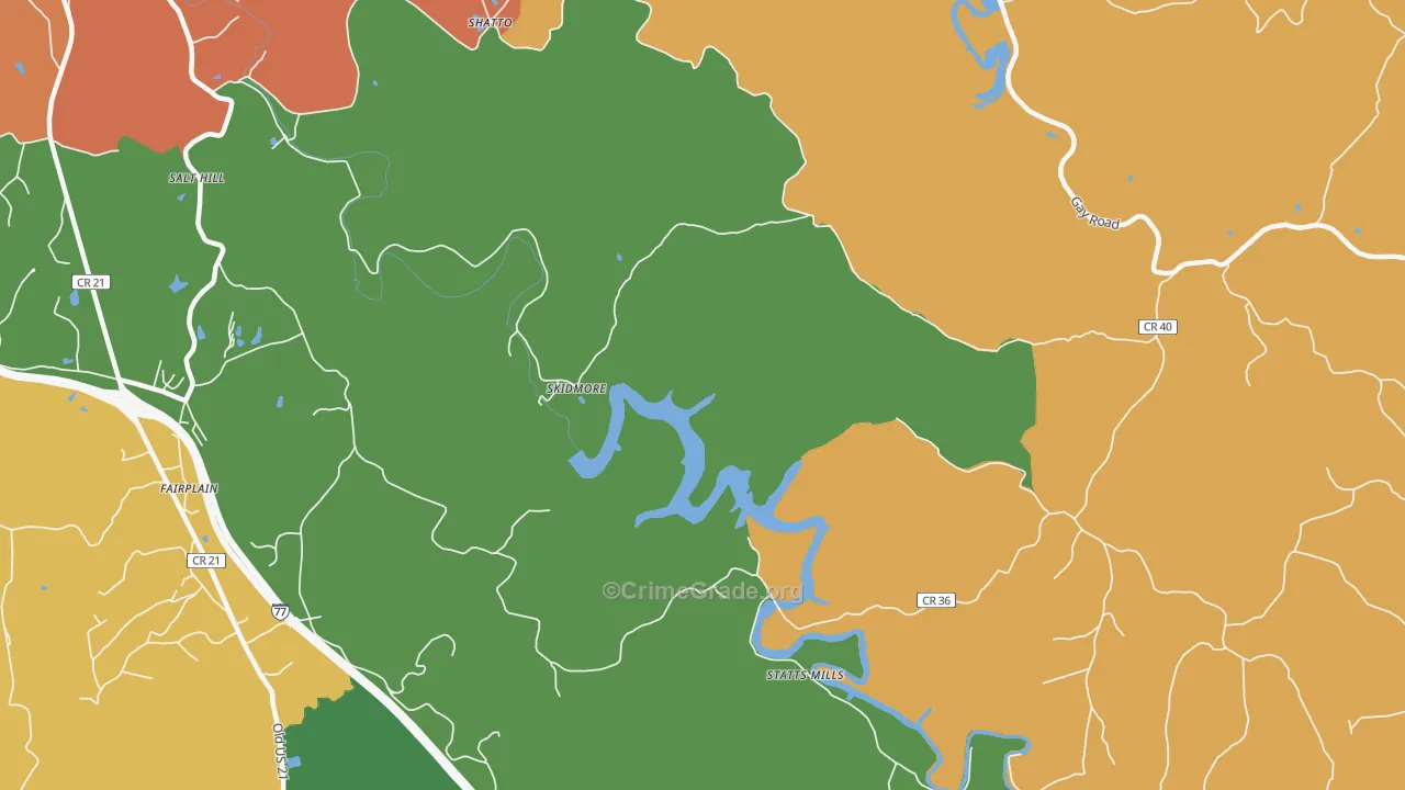 Skidmore, WV Map of Assault Rates