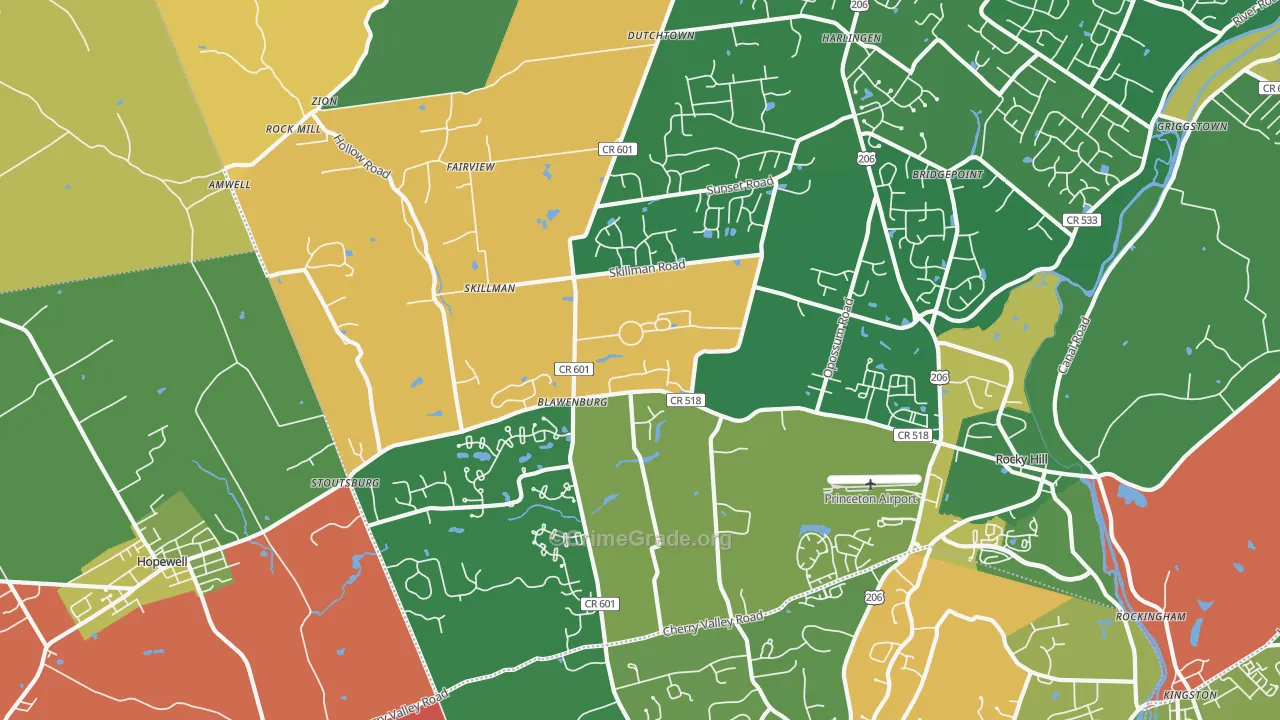 Skillman, NJ Map of Assault Rates