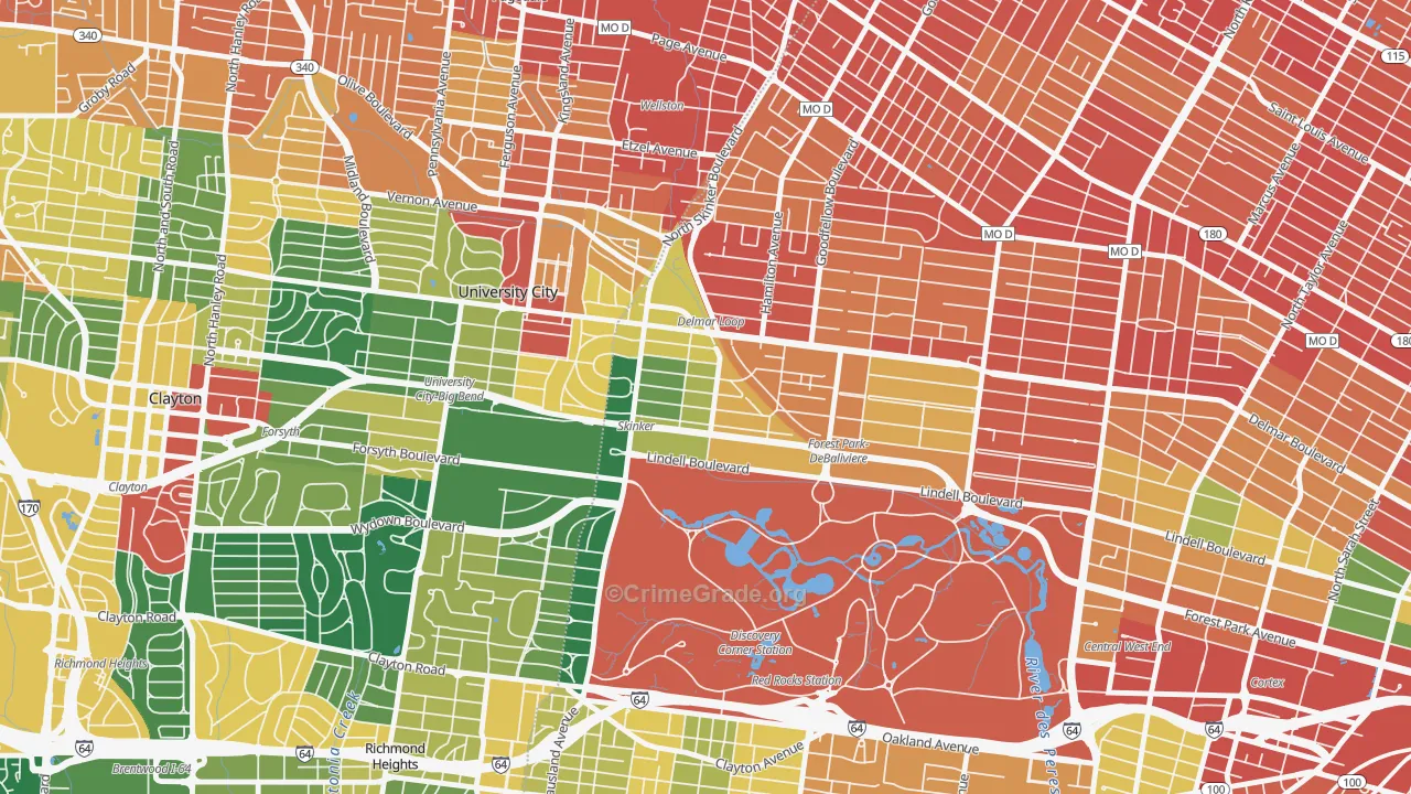 Skinker-Debaliviere, St. Louis, MO Map of Assault Rates