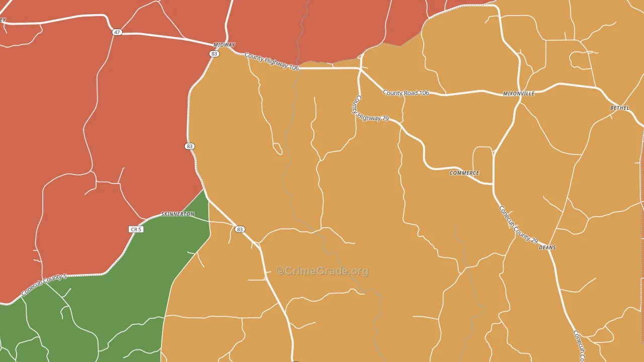 Skinnerton, AL Map of Assault Rates