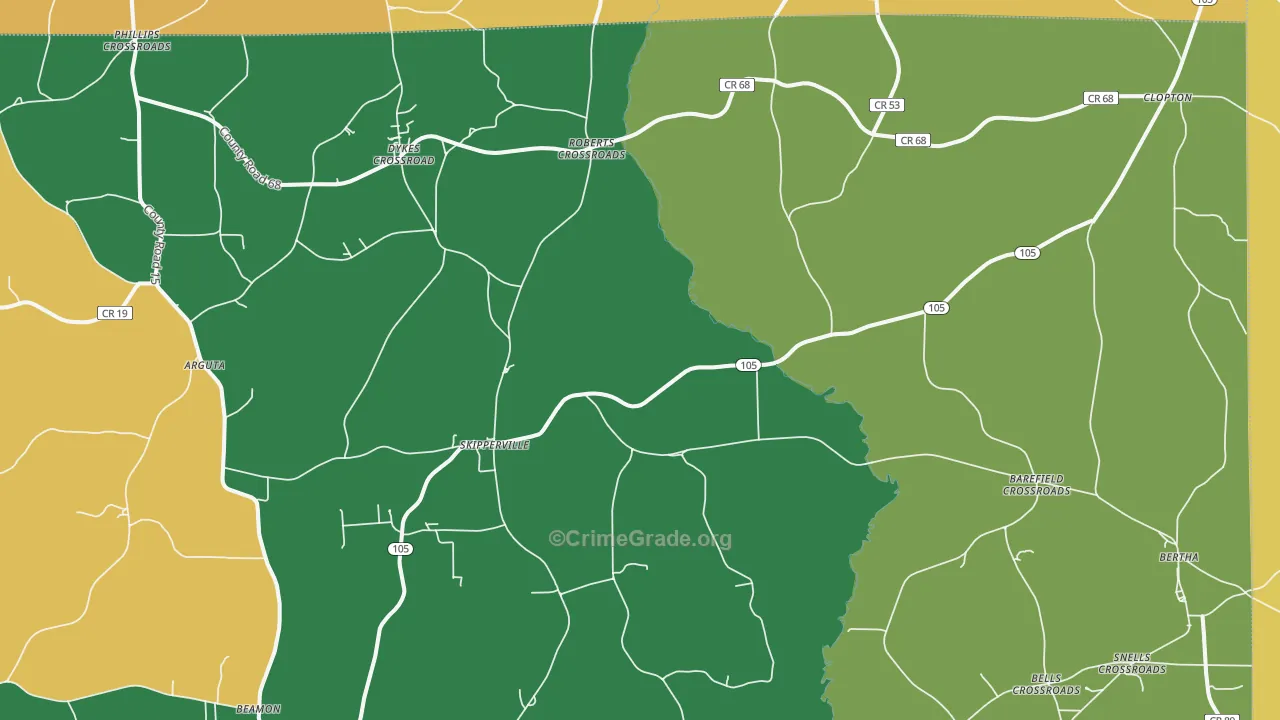 Skipperville, AL Map of Assault Rates