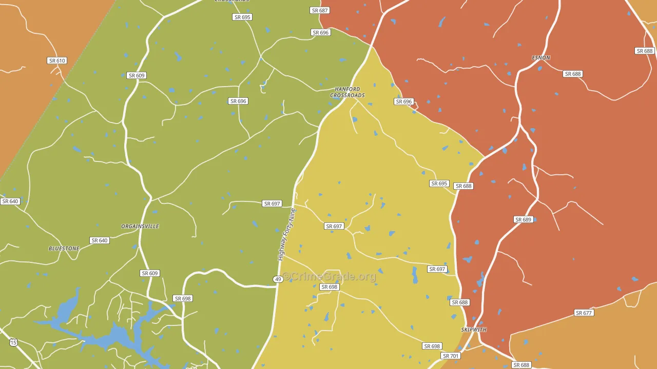 Skipwith, VA Map of Assault Rates