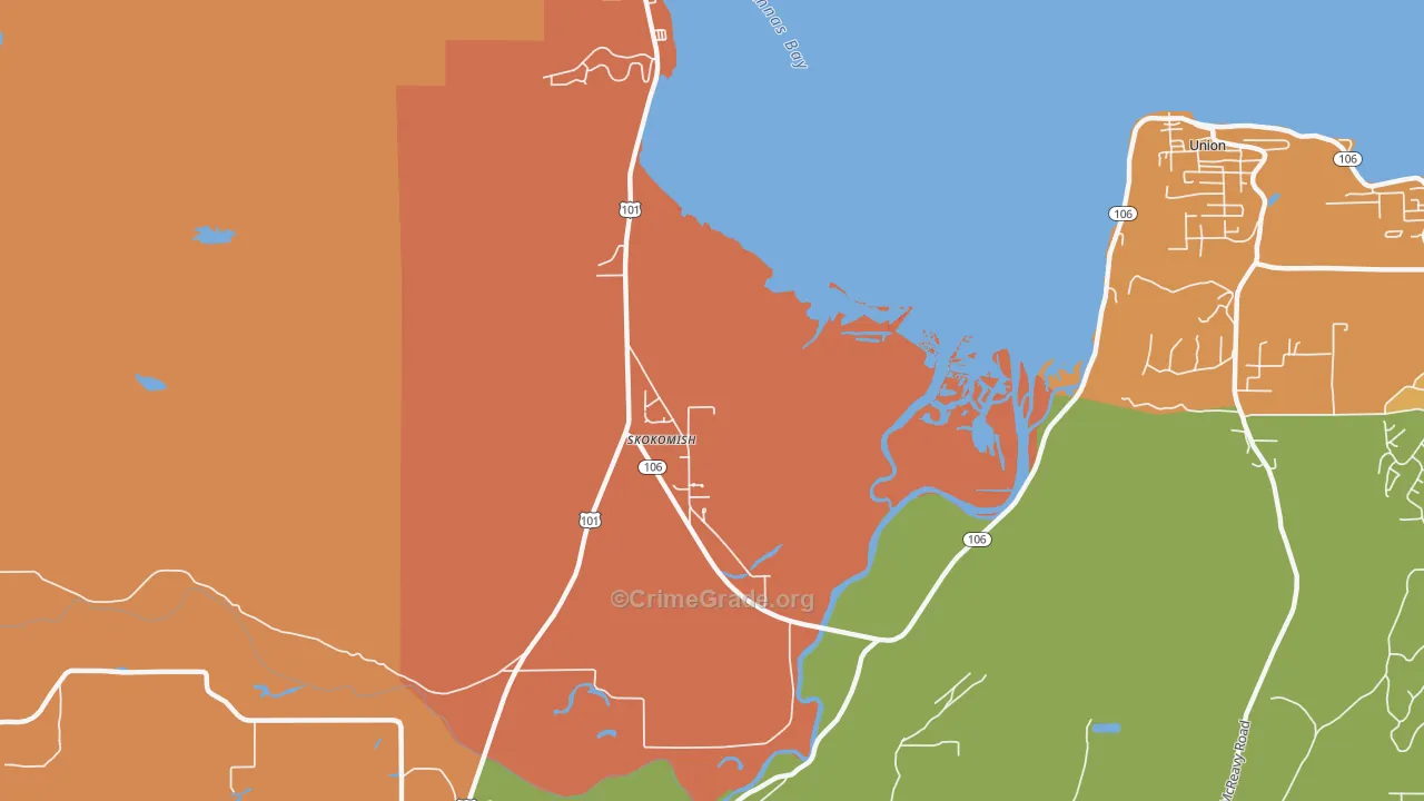 Skokomish, WA Map of Assault Rates