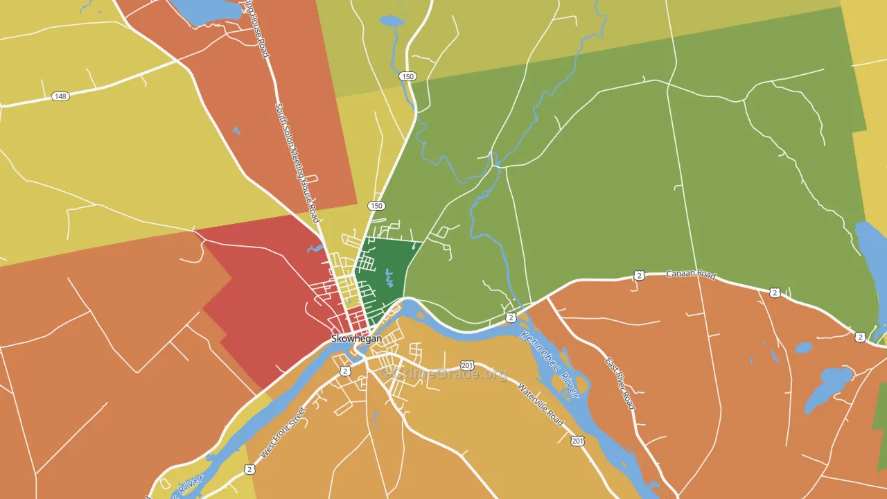 Skowhegan, ME Map of Assault Rates