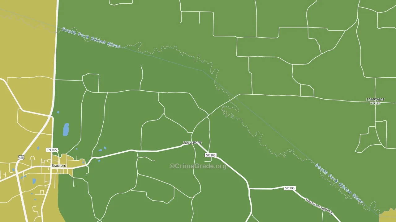 Skullbone, TN Map of Assault Rates