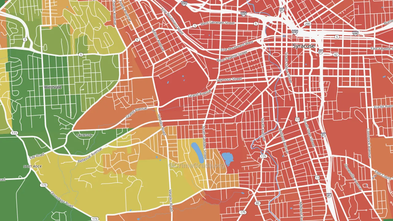 Skunk City, Syracuse, NY Map of Assault Rates