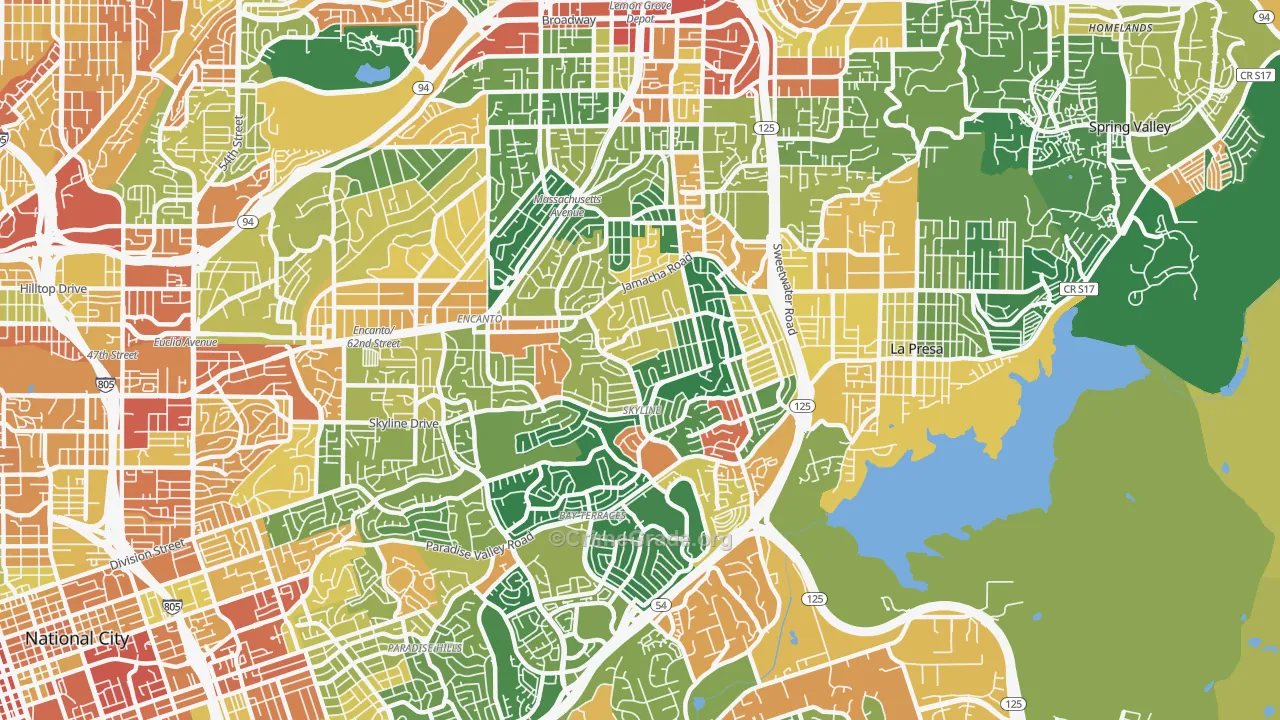 Sky Line, San Diego, CA Map of Assault Rates