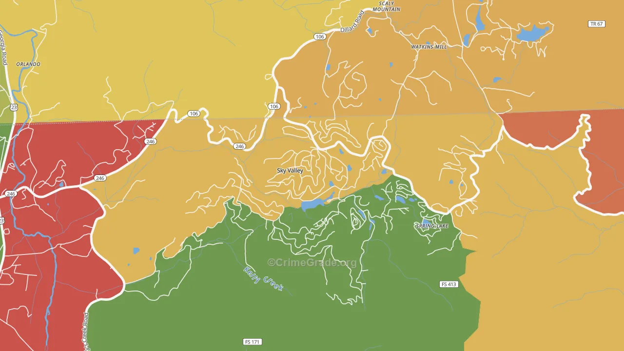 Sky Valley, GA Map of Assault Rates