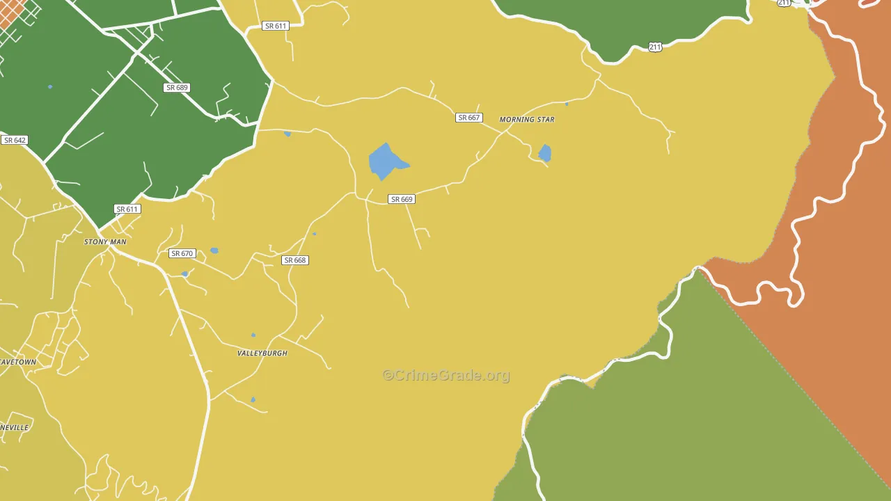 Skyland, VA Map of Assault Rates