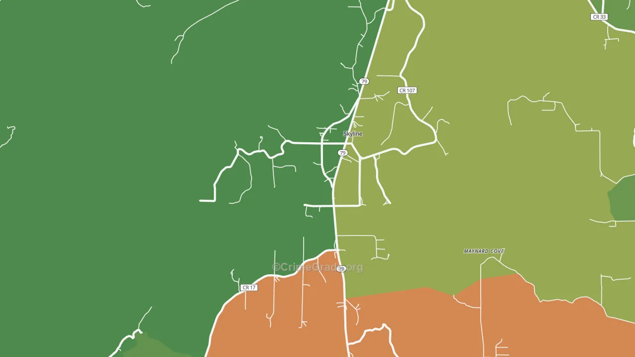 Skyline, AL Map of Assault Rates