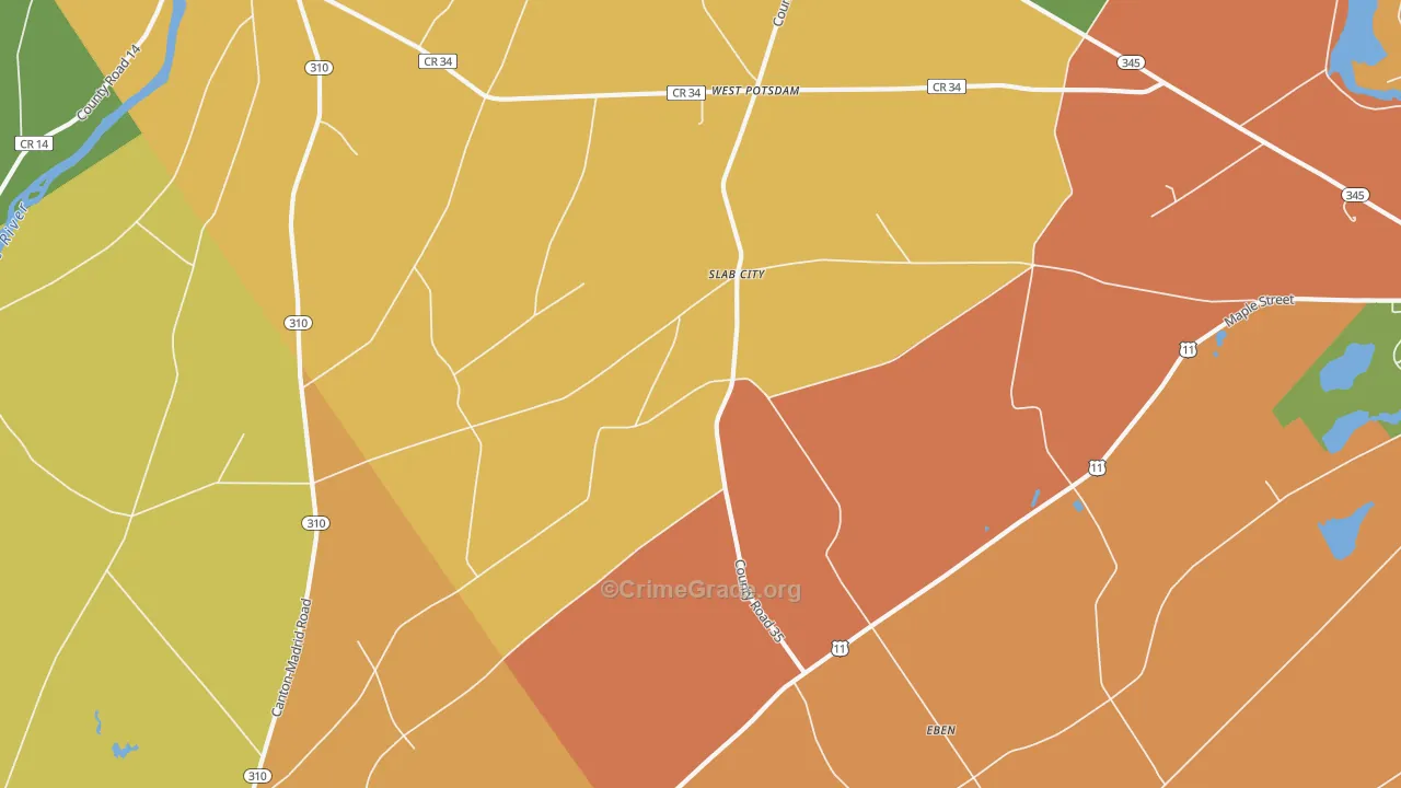 Slab City, NY Map of Assault Rates
