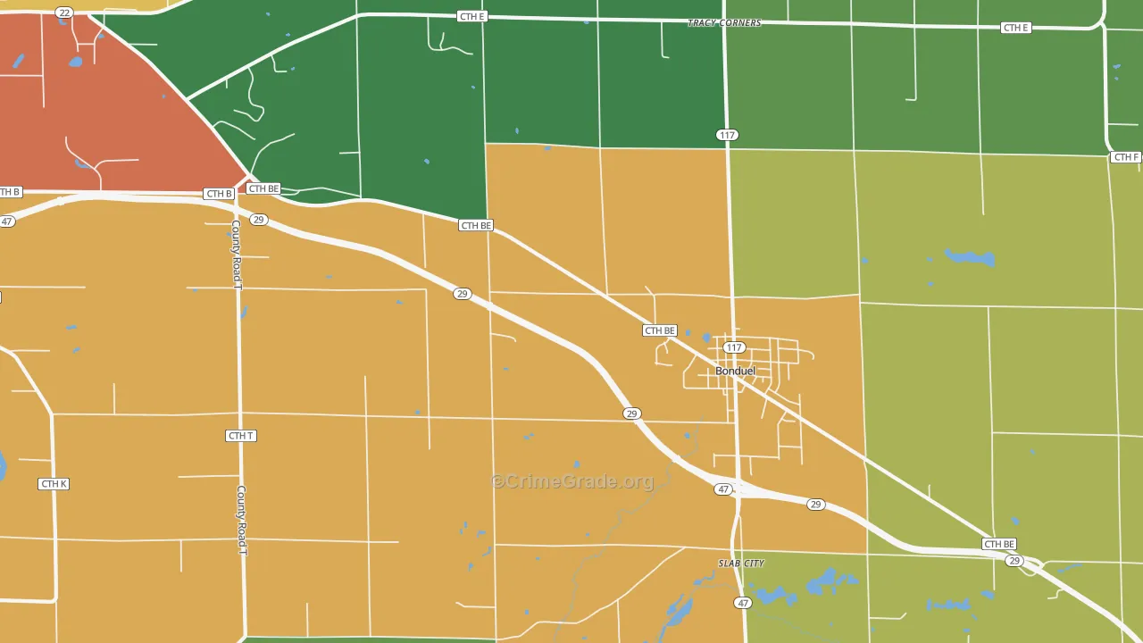 Slab City, WI Map of Assault Rates