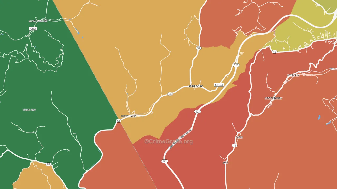 Slab Fork, WV Map of Assault Rates