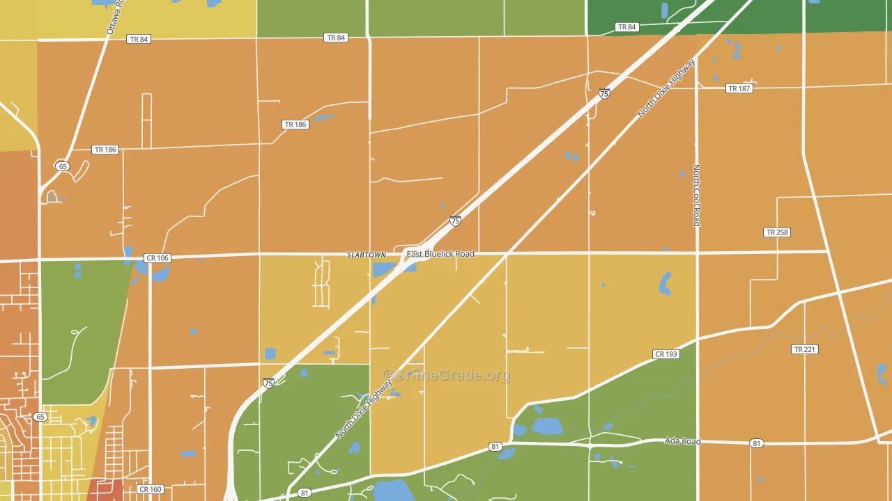 Slabtown, OH Map of Assault Rates