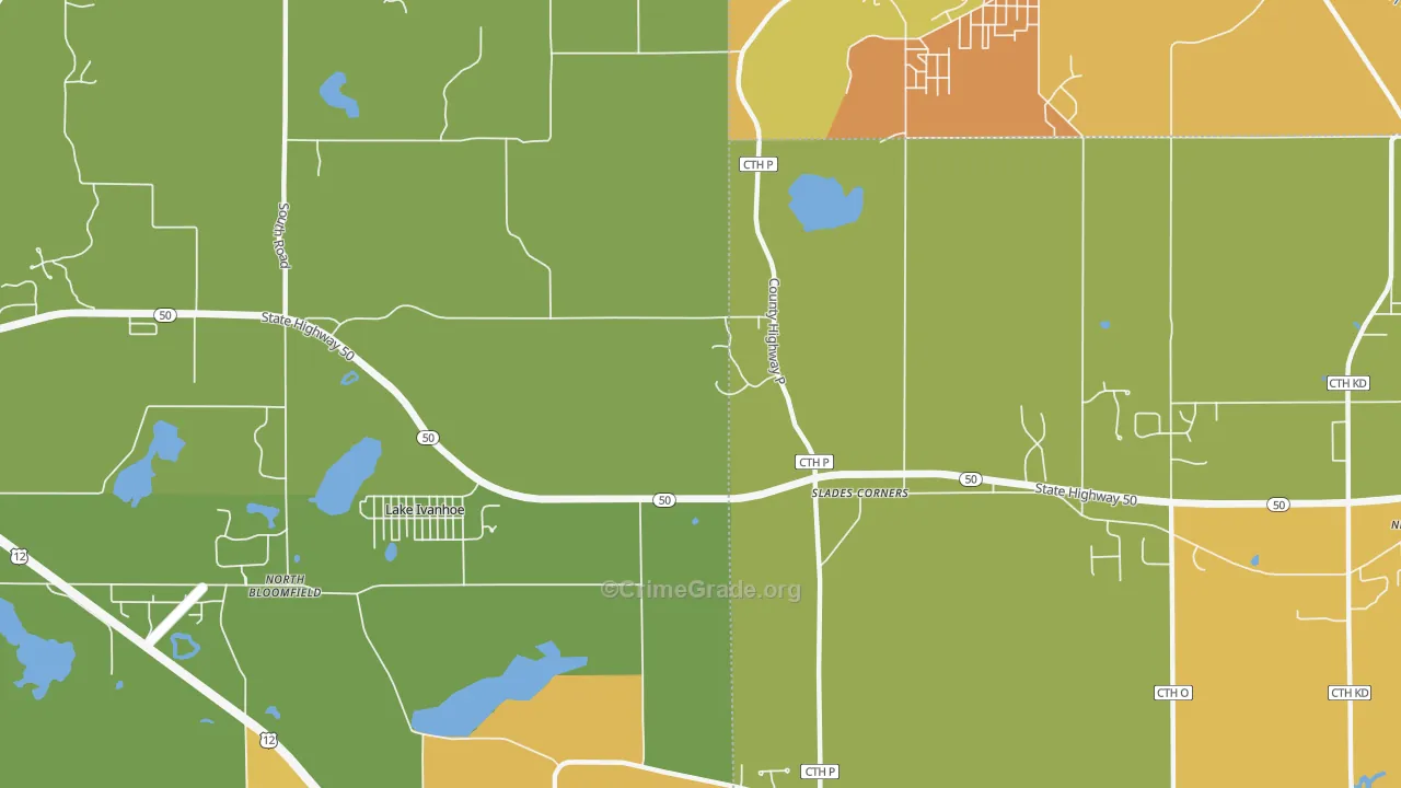 Slades Corner, WI Map of Assault Rates