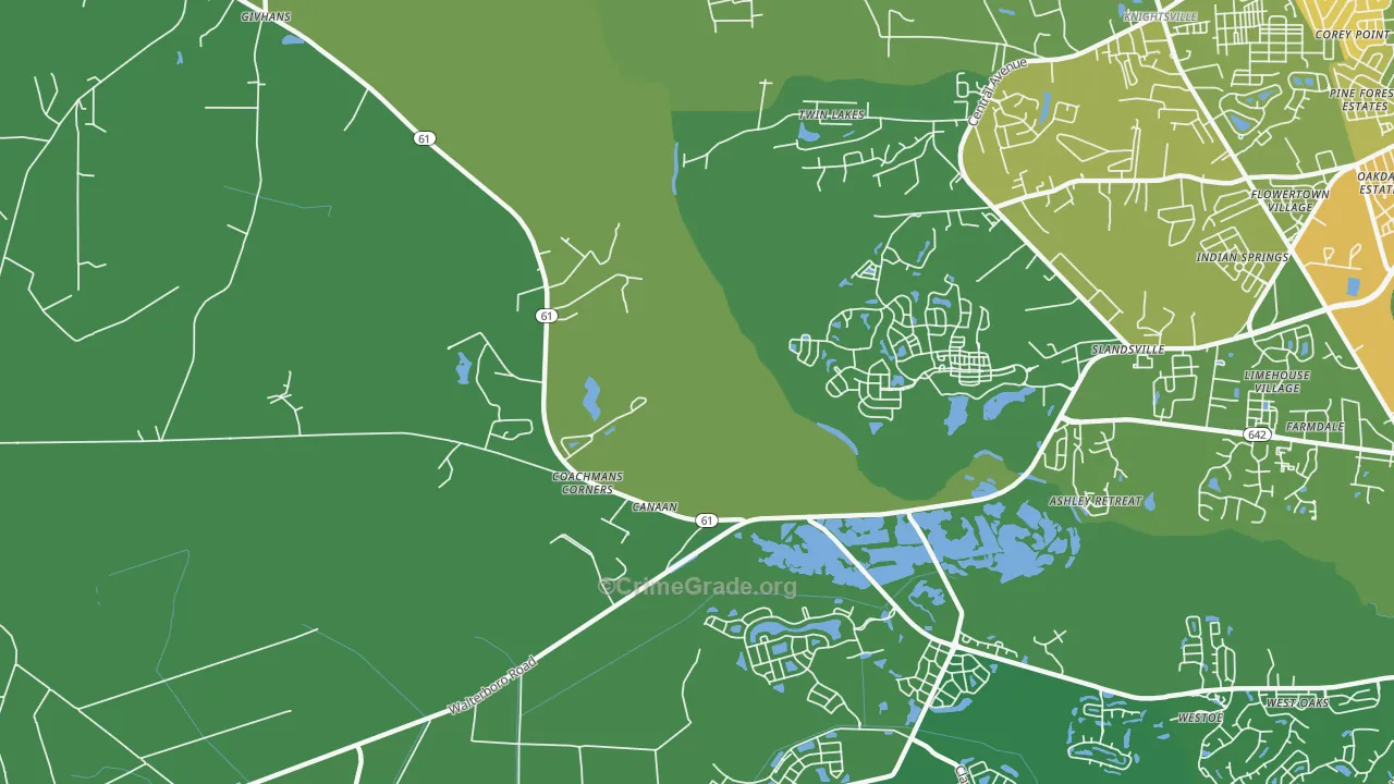 Slandsville, SC Map of Assault Rates