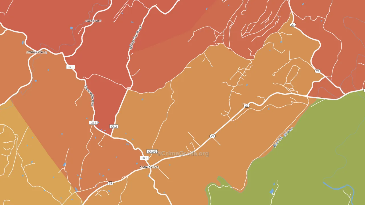 Slanesville, WV Map of Assault Rates
