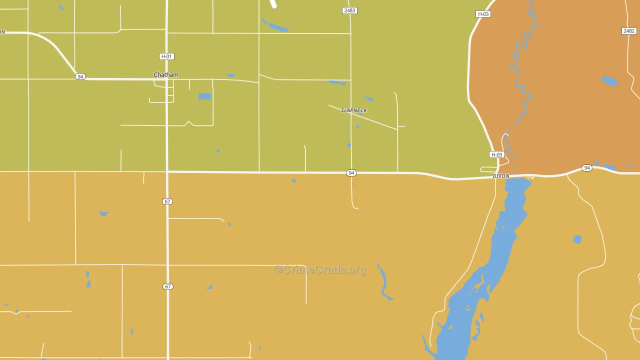 Slapneck, MI Map of Assault Rates