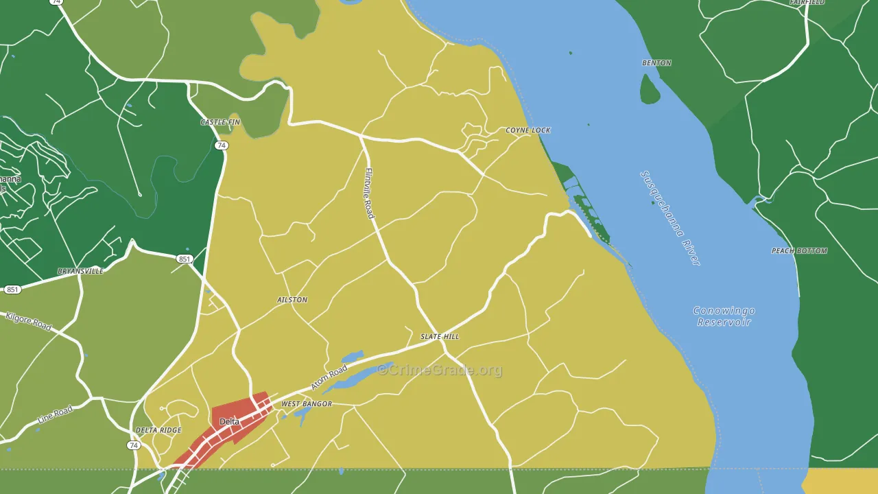Slate Hill, PA Map of Assault Rates