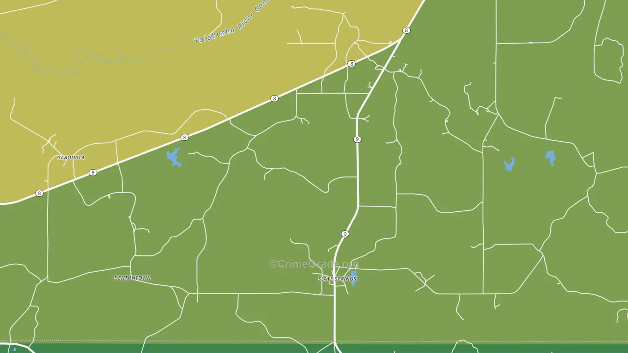 Slate Spring, MS Map of Assault Rates