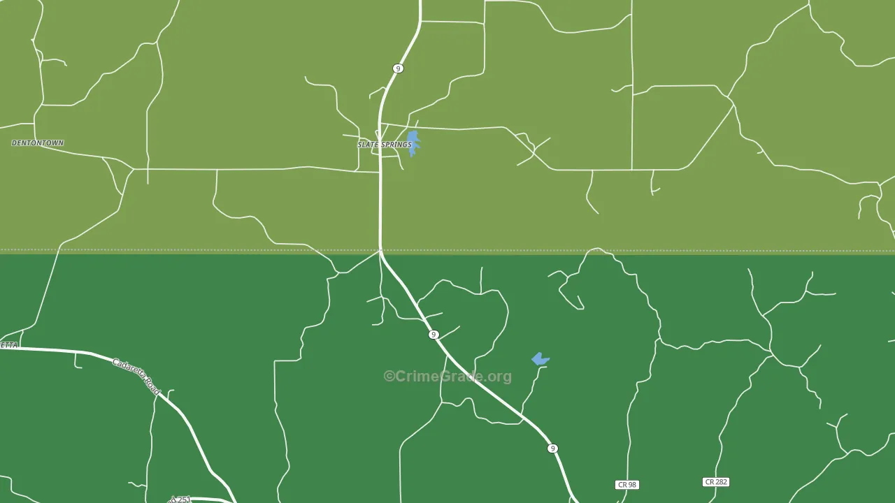 Slate Springs, MS Map of Assault Rates