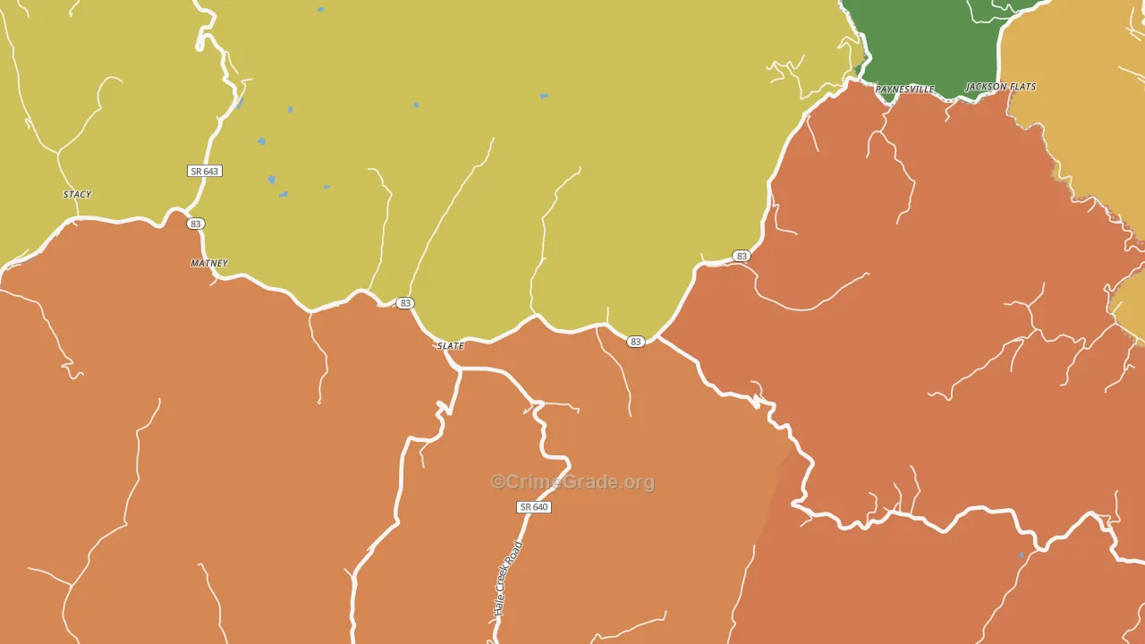 Slate, VA Map of Assault Rates