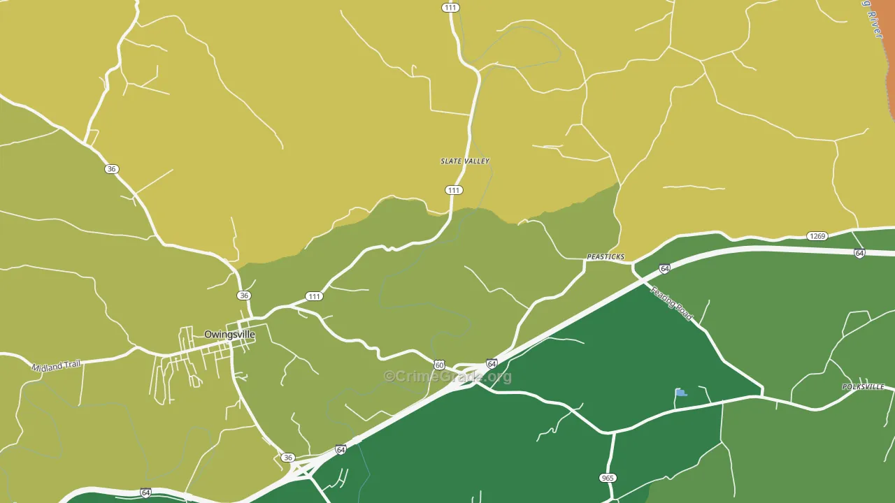 Slate Valley, KY Map of Assault Rates