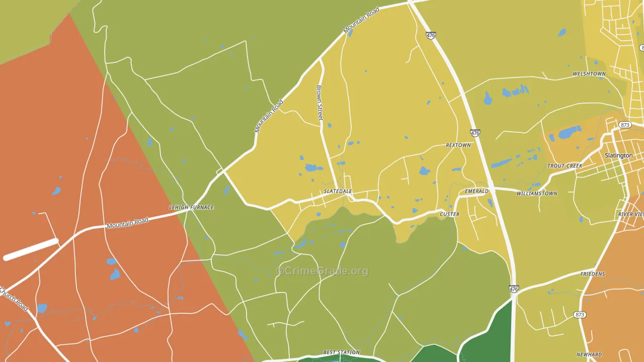 Slatedale, PA Map of Assault Rates