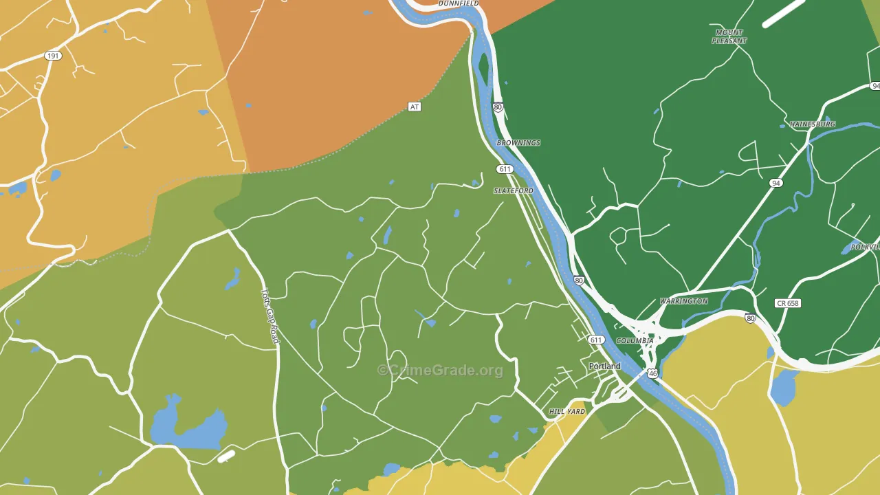 Slateford, PA Map of Assault Rates