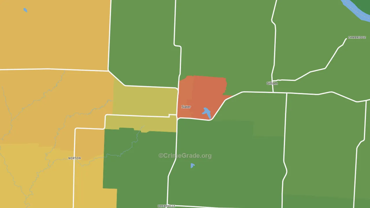Slater, MO Map of Assault Rates