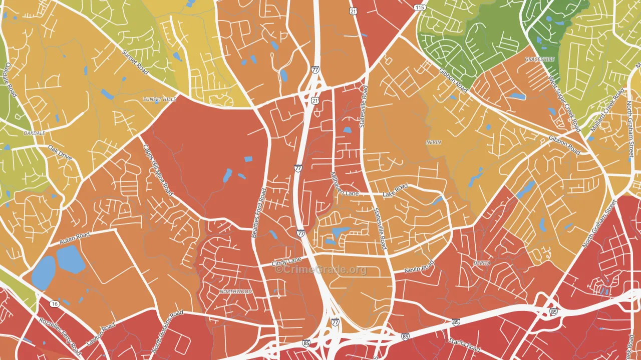 Slater Park, Charlotte, NC Map of Assault Rates