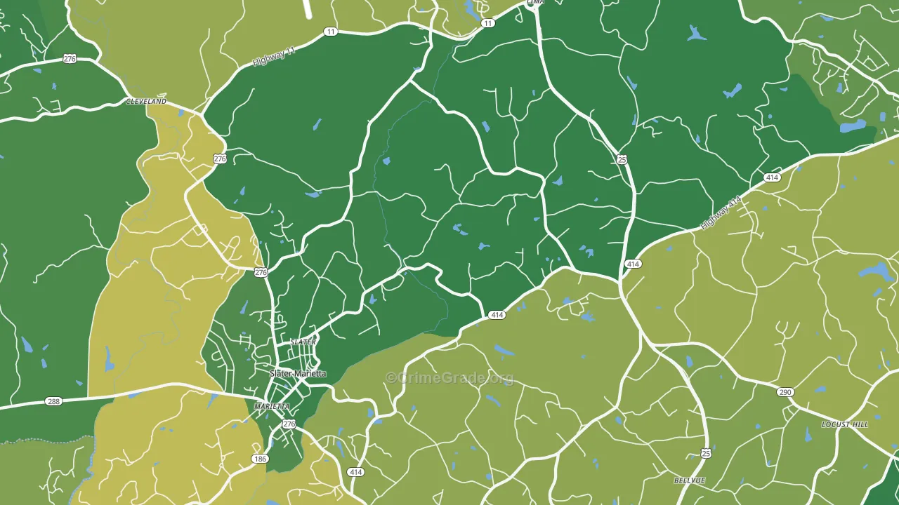 Slater, SC Map of Assault Rates