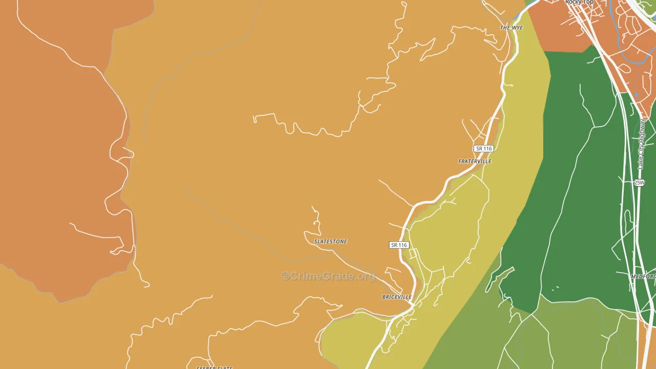 Slatestone, TN Map of Assault Rates