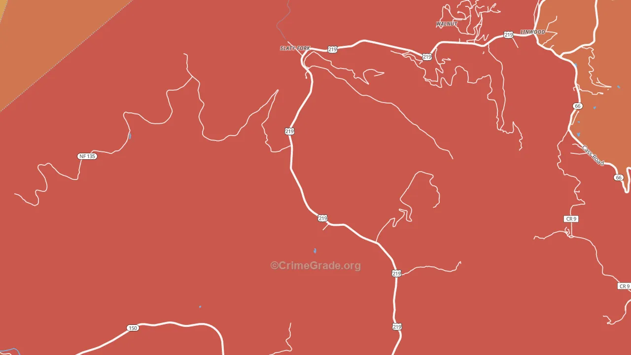 Slatyfork, WV Map of Assault Rates