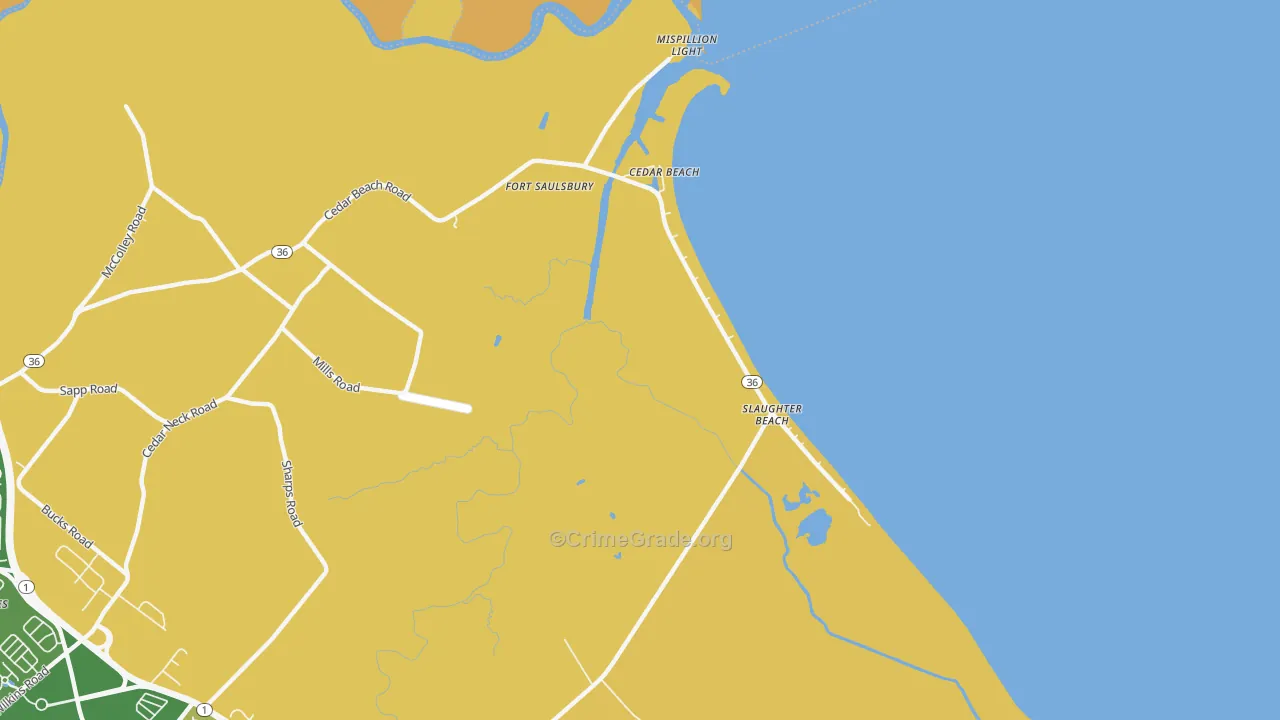 Slaughter Beach, DE Map of Assault Rates