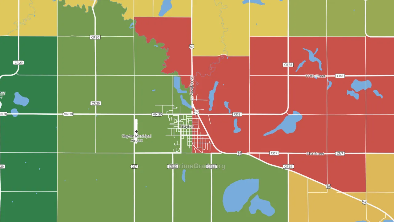 Slayton, MN Map of Assault Rates