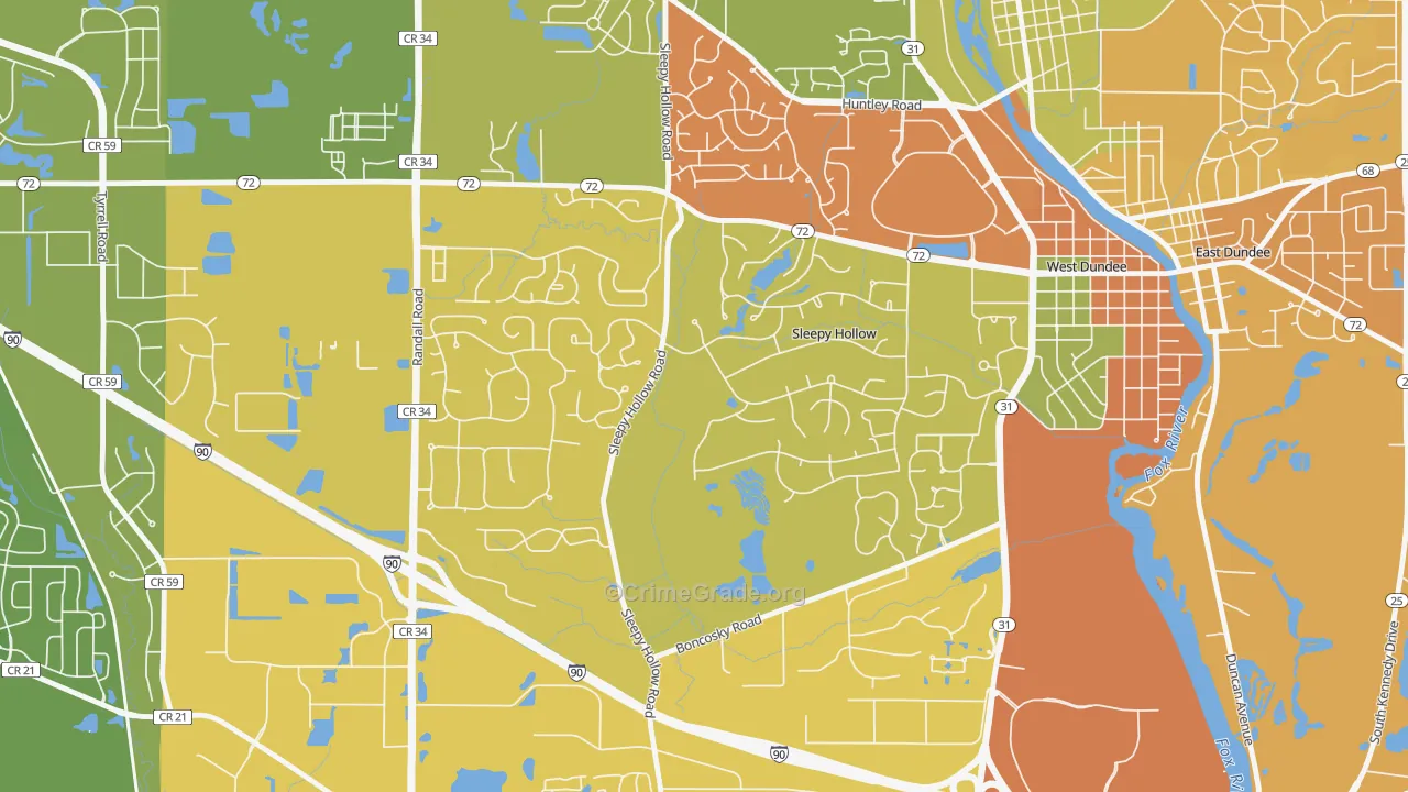 Sleepy Hollow, IL Map of Assault Rates