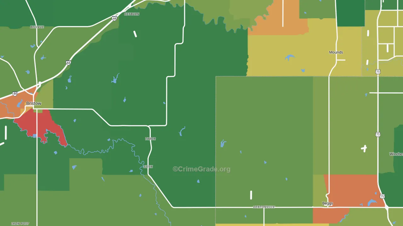 Slick, OK Map of Assault Rates