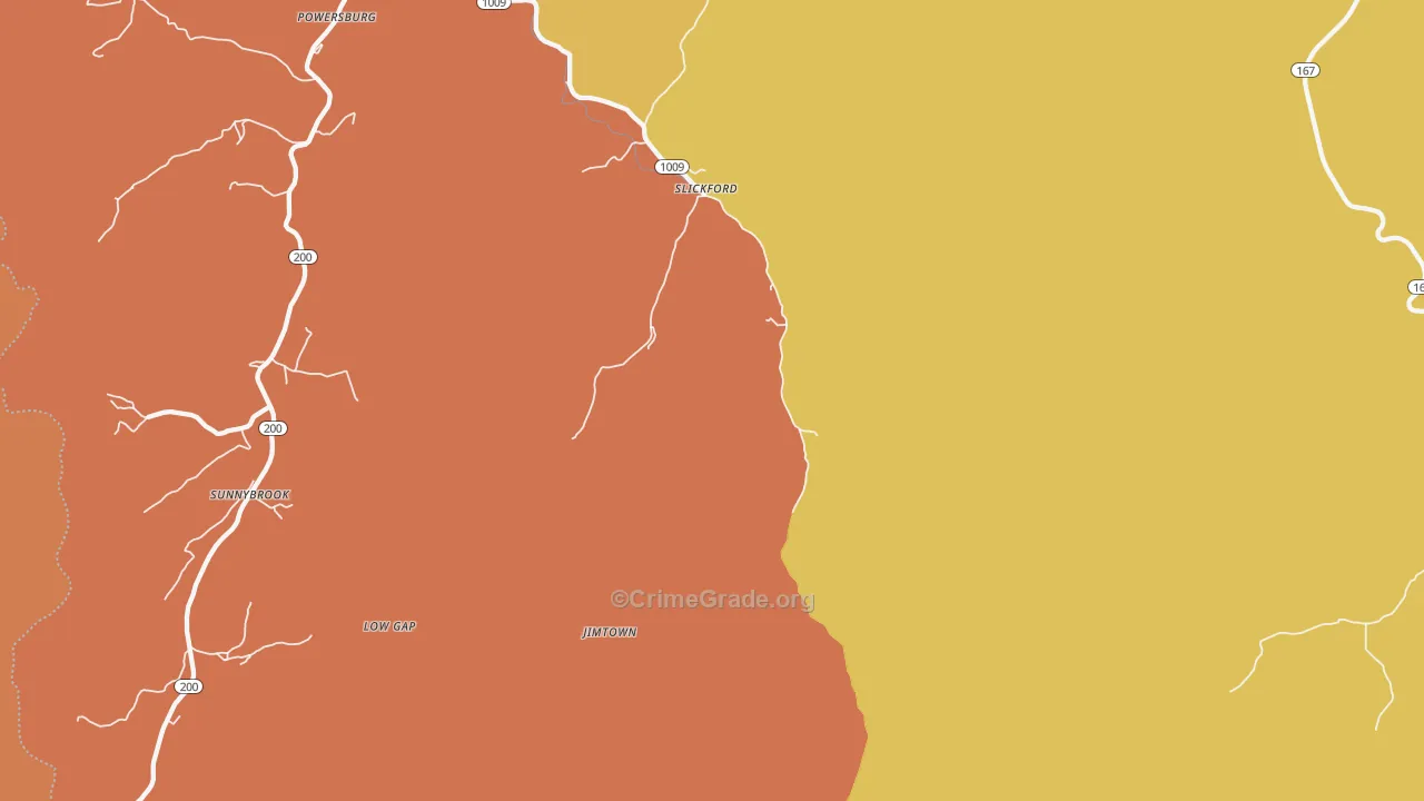 Slickford, KY Map of Assault Rates