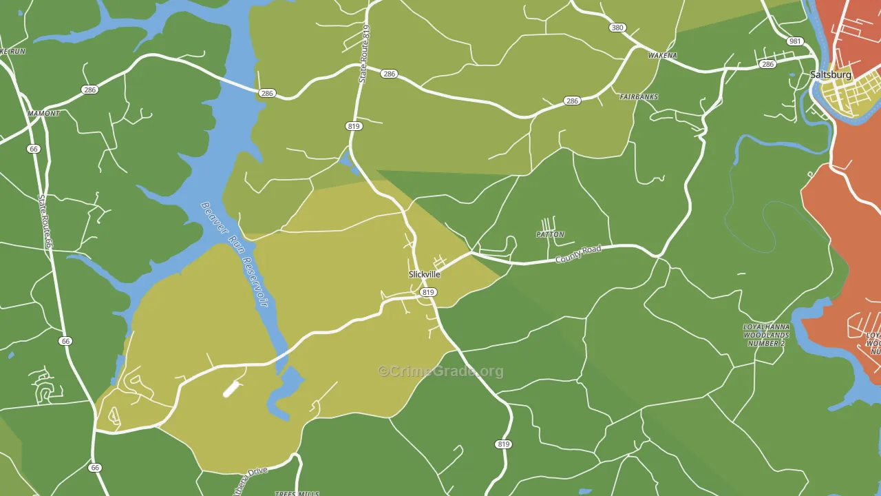 Slickville, PA Map of Assault Rates