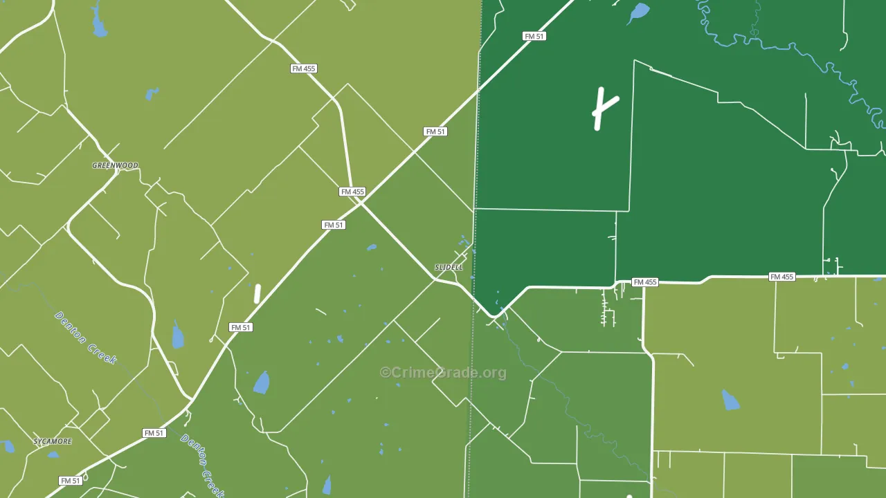 Slidell, TX Map of Assault Rates