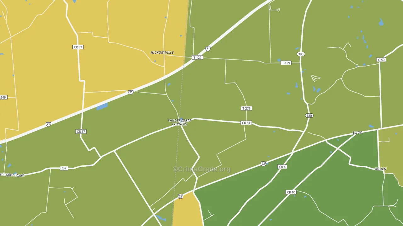 Sligo, OH Map of Assault Rates