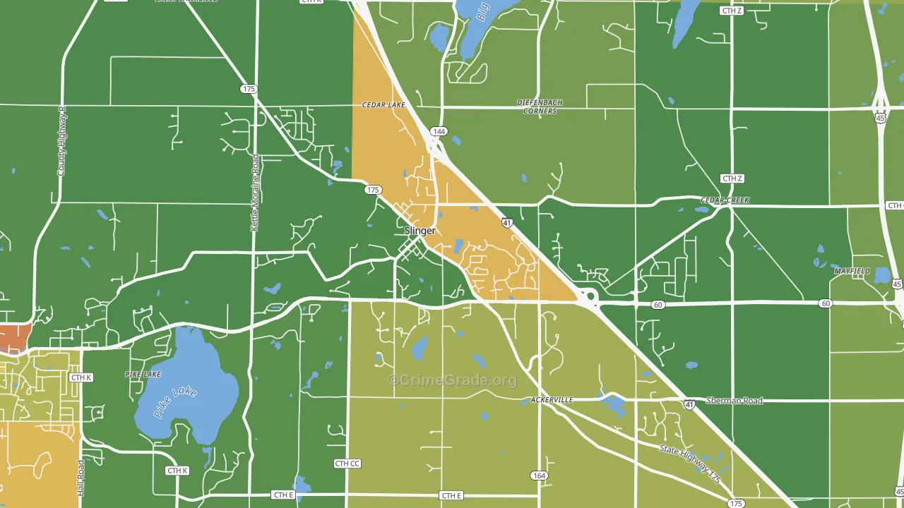 Slinger, WI Map of Assault Rates