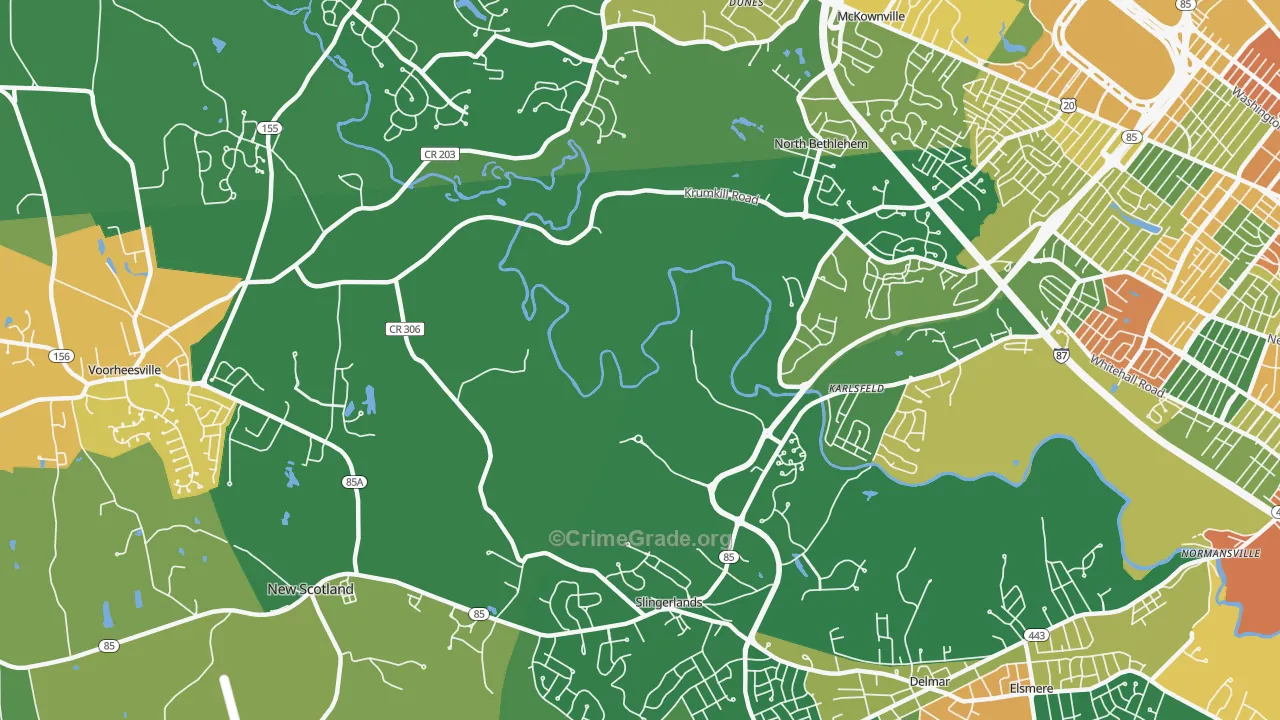 Slingerlands, NY Map of Assault Rates