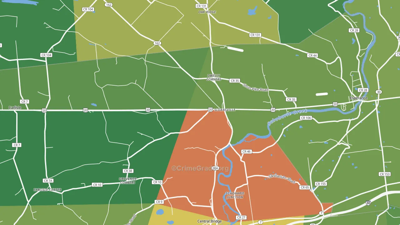 Sloansville, NY Map of Assault Rates