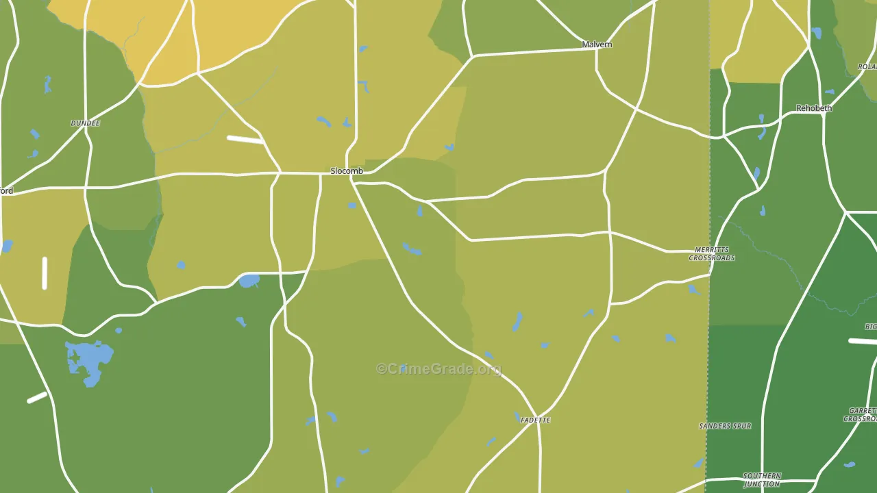 Slocomb, AL Map of Assault Rates