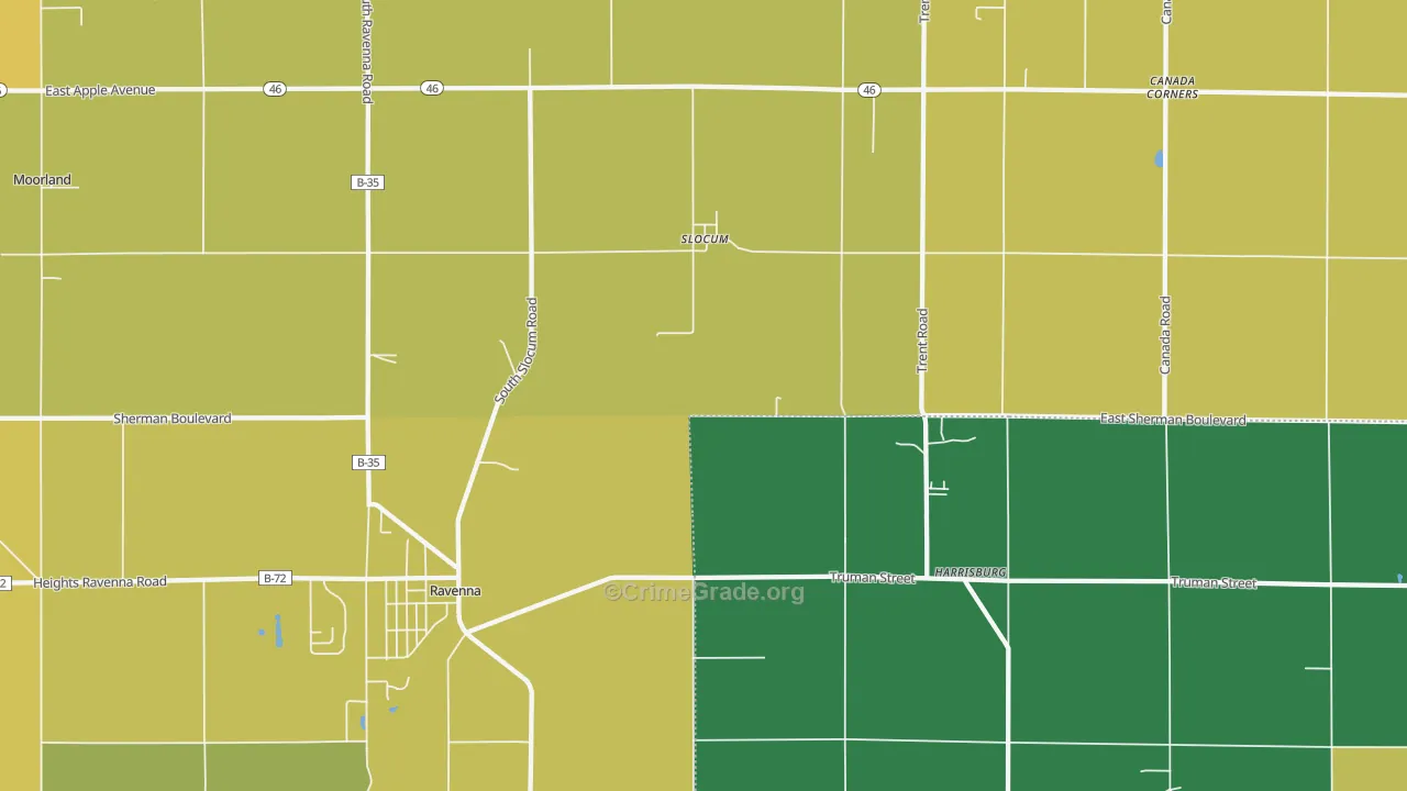 Slocum, MI Map of Assault Rates