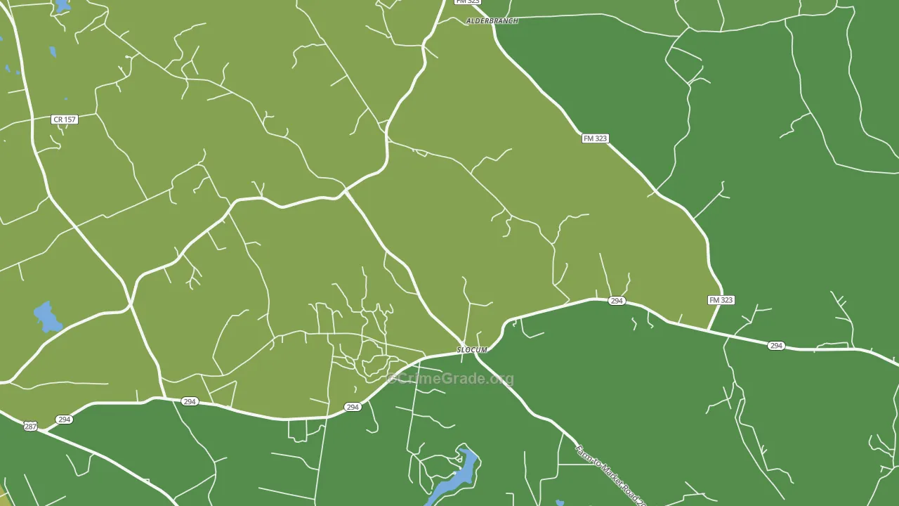 Slocum, TX Map of Assault Rates