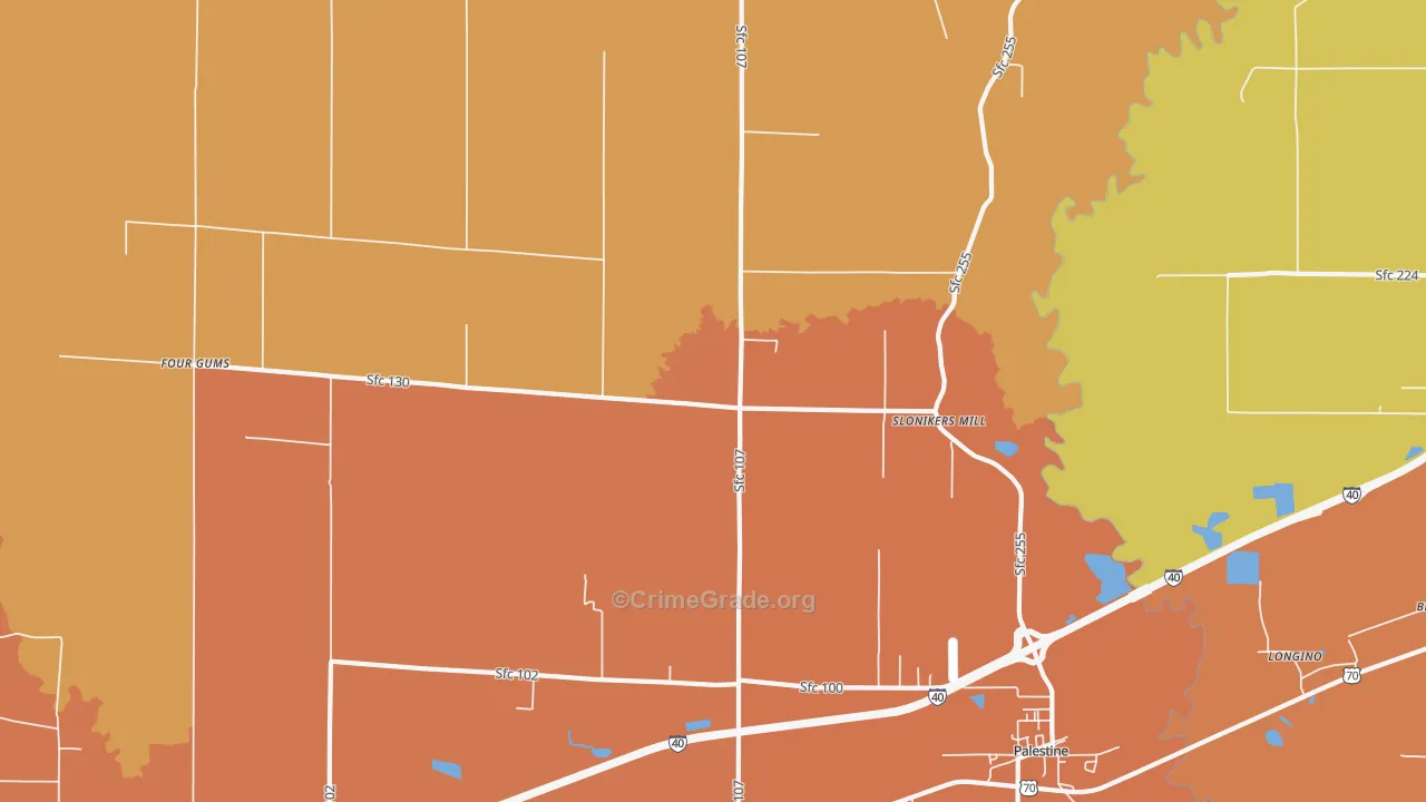 Slonikers Mill, AR Map of Assault Rates